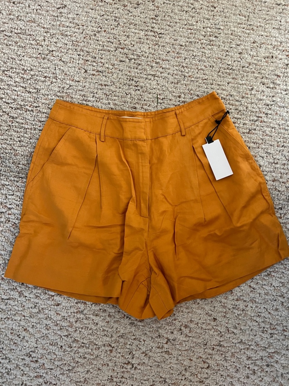 NWT! Astr High-Waist Pleated Shorts in Mustard Orange